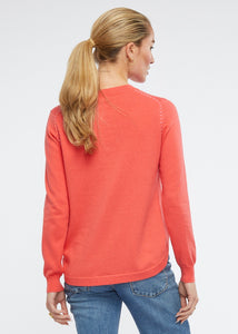 Zaket and Plover's essential shirt bottom in dubarry, back view of ladies' jumper
