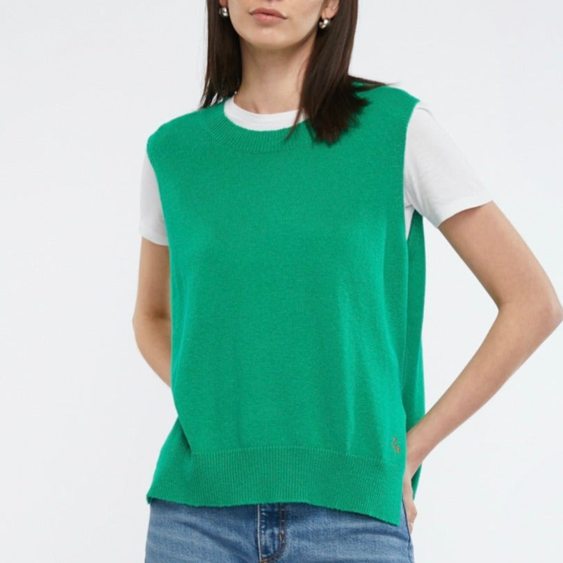 Zaket and Plover's Essential Vest in Emerald, women's knitted vest in green