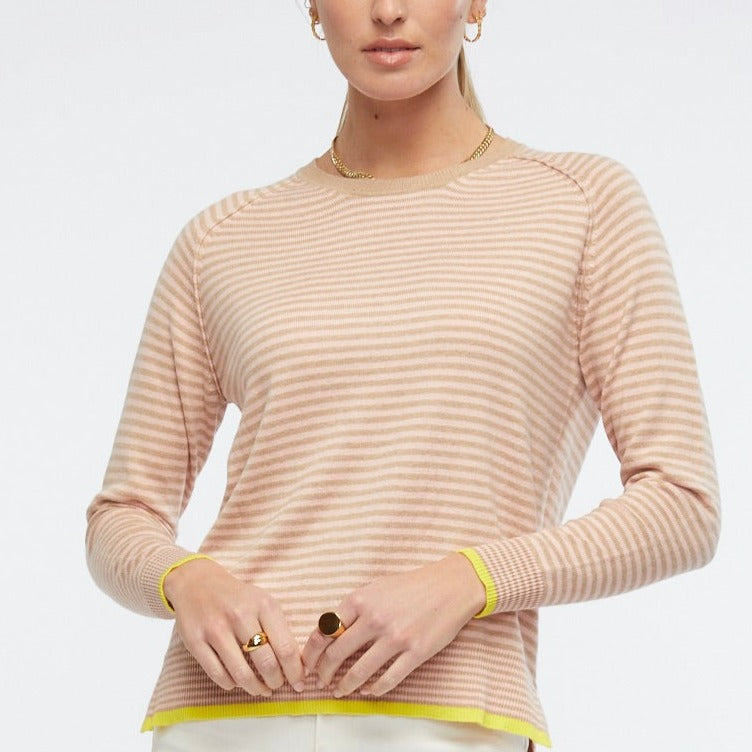 Zaket and Plover's Essential Stripe Crew Top in Beige