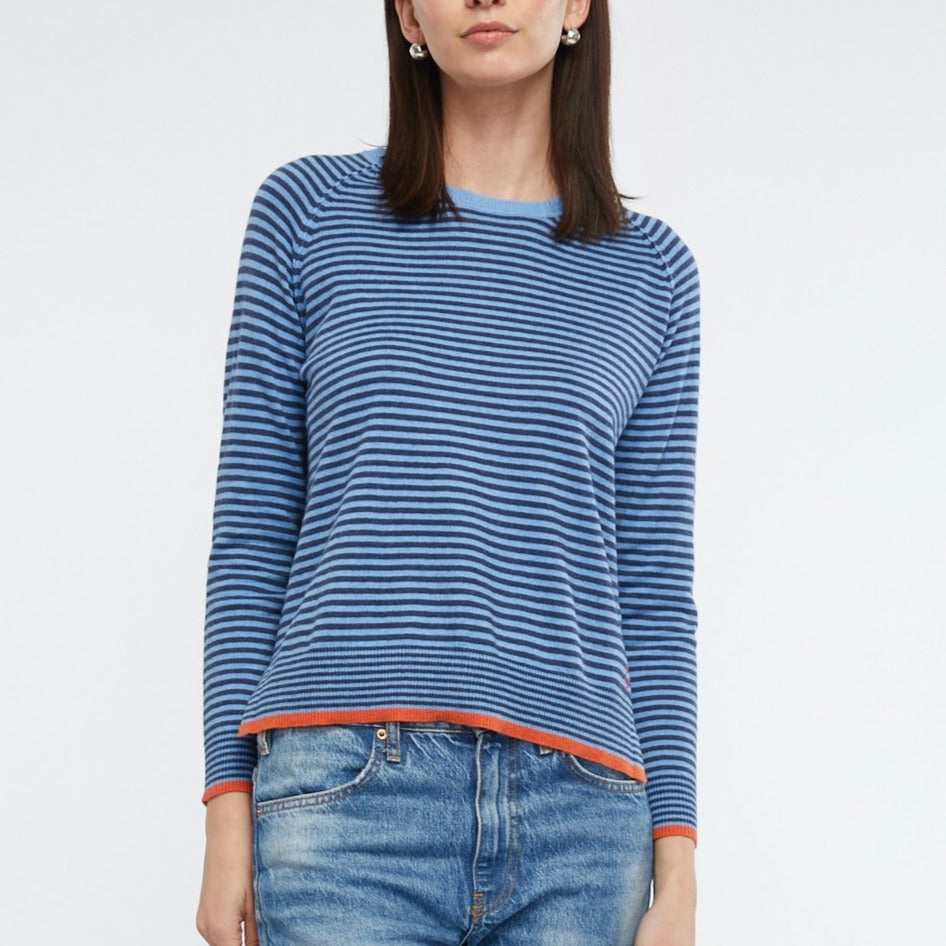 Zaket and Plover's Essential Stripe Vee Top in Chambray