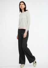 Zaket and Plover's Essential Stripe Crew Top in marl, stripe jumper styled with trousers and sneakers