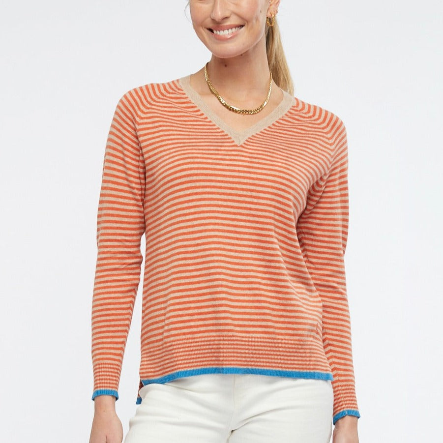 Zaket and Plover's Essential Stripe Vee Top in Oat