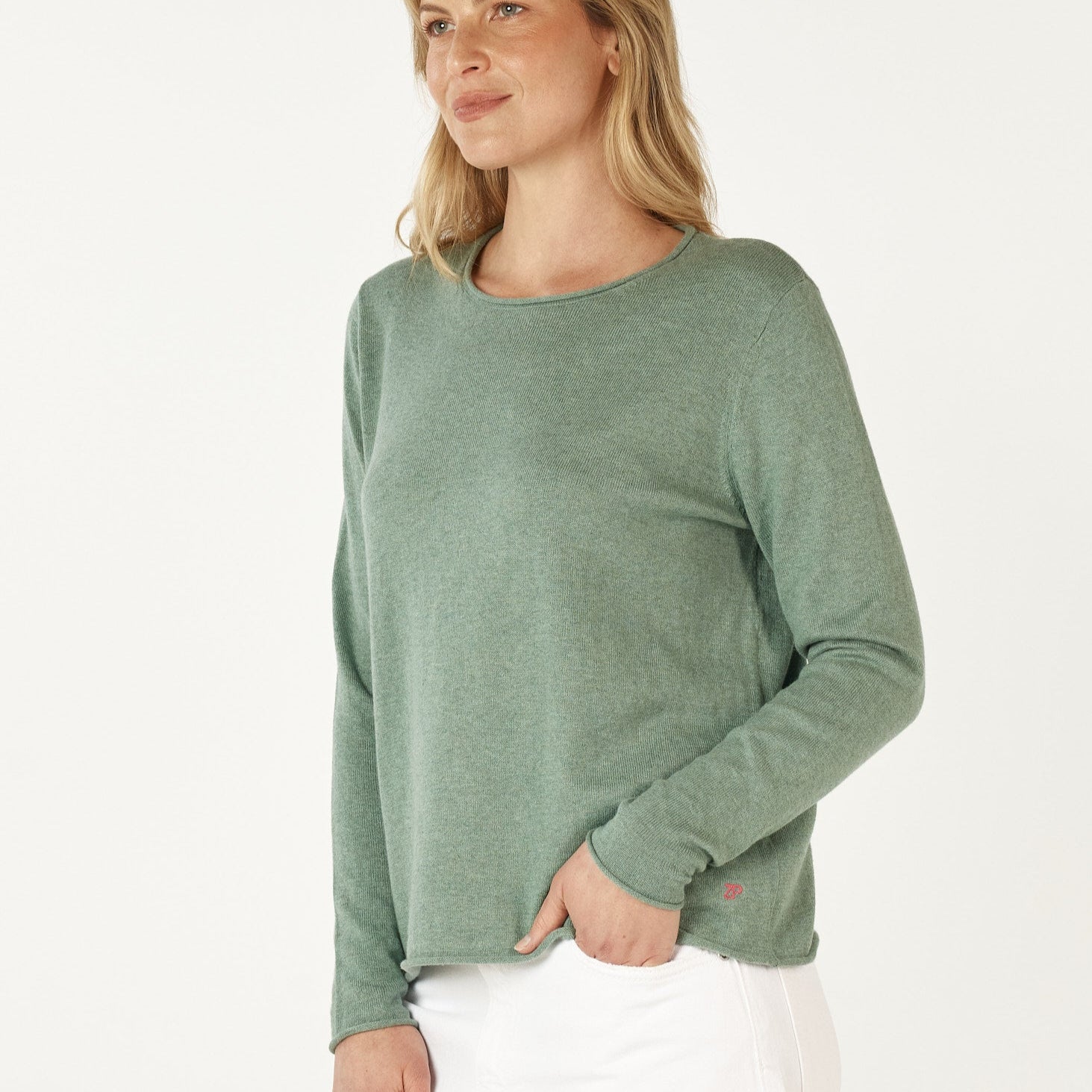 Rolled edge top from Zaket and Plover in Moss Green.