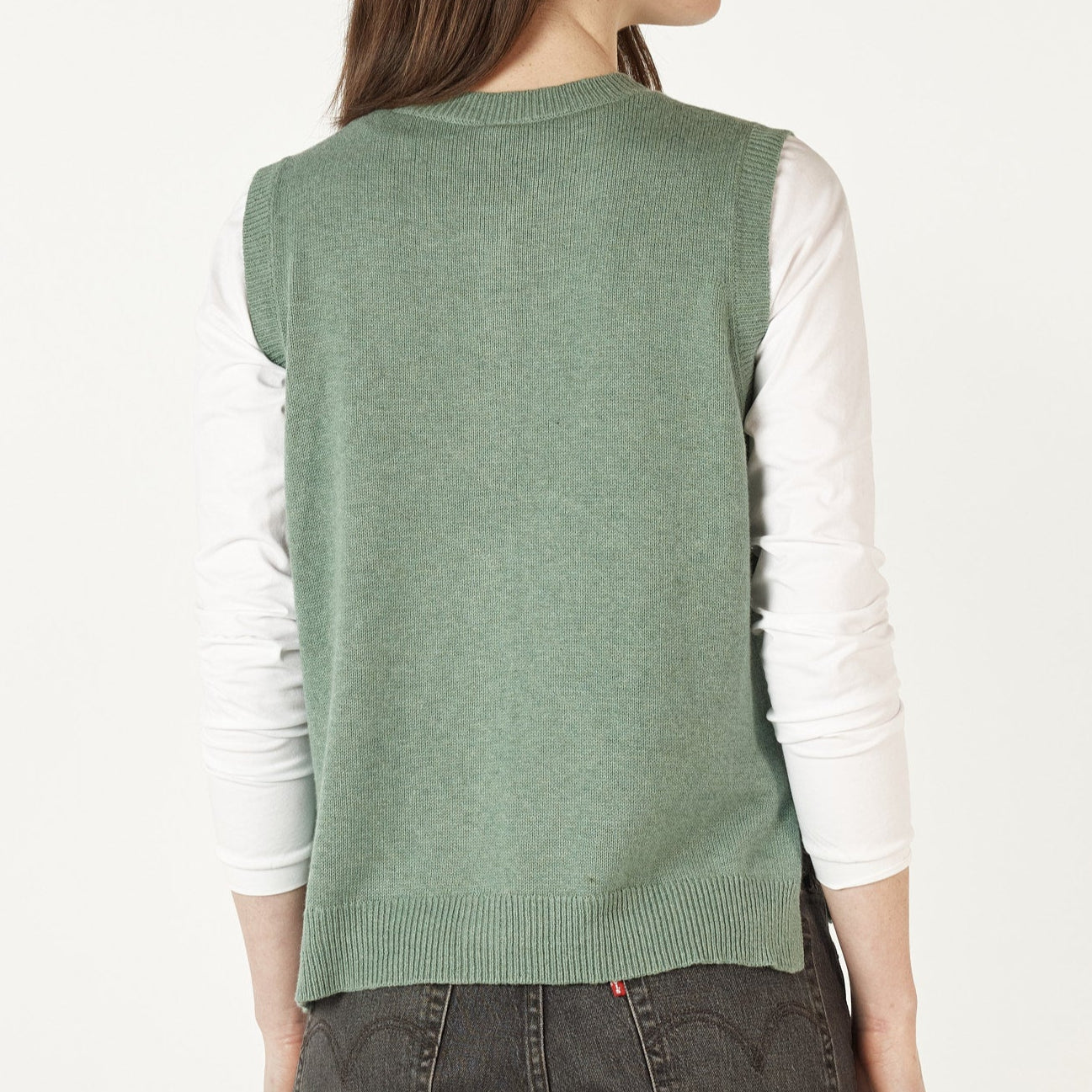 Sleeveless Jumper form Zaket and Plover in Soft Green.