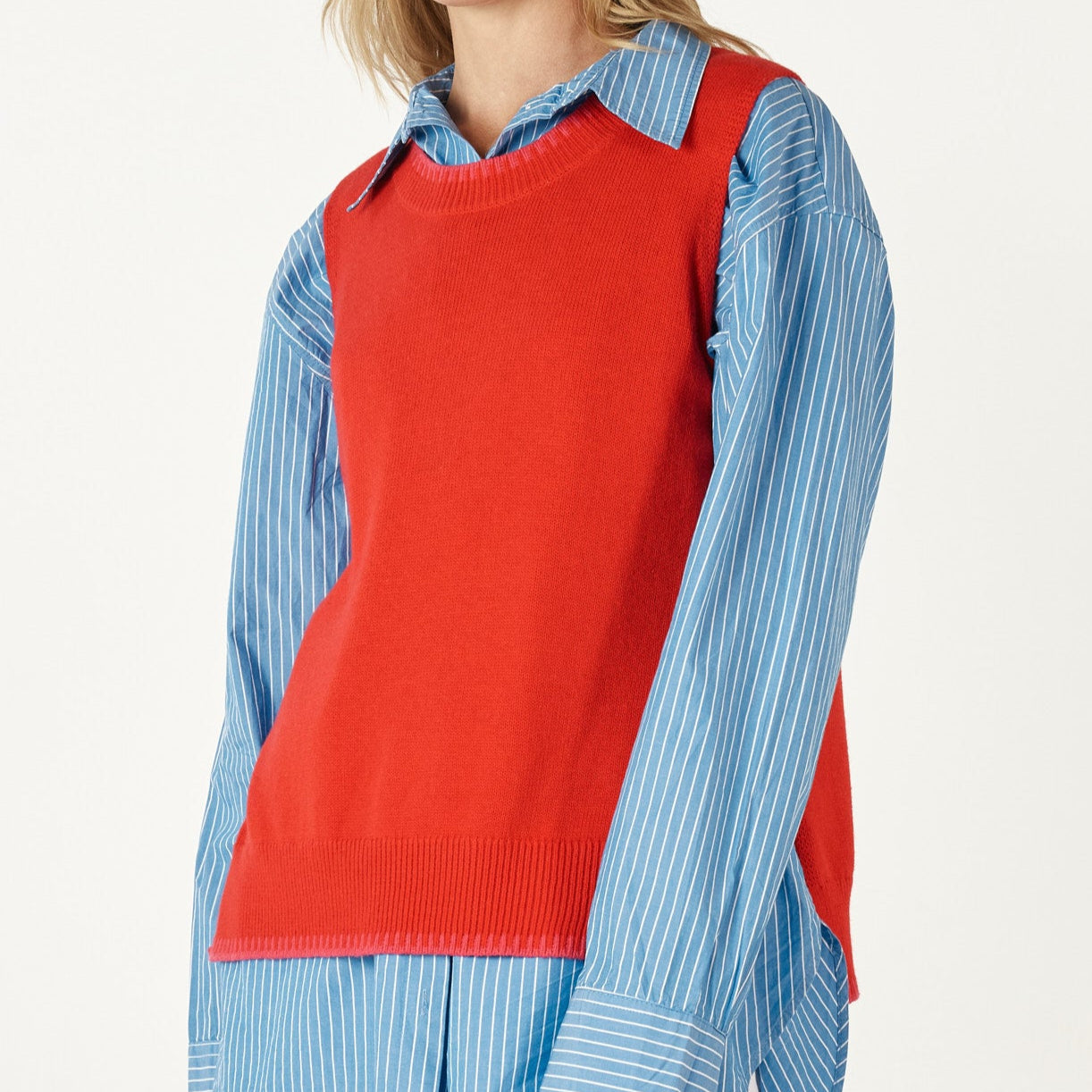 Fire engine red vest - sleeveless jumper from Zaket and plover.