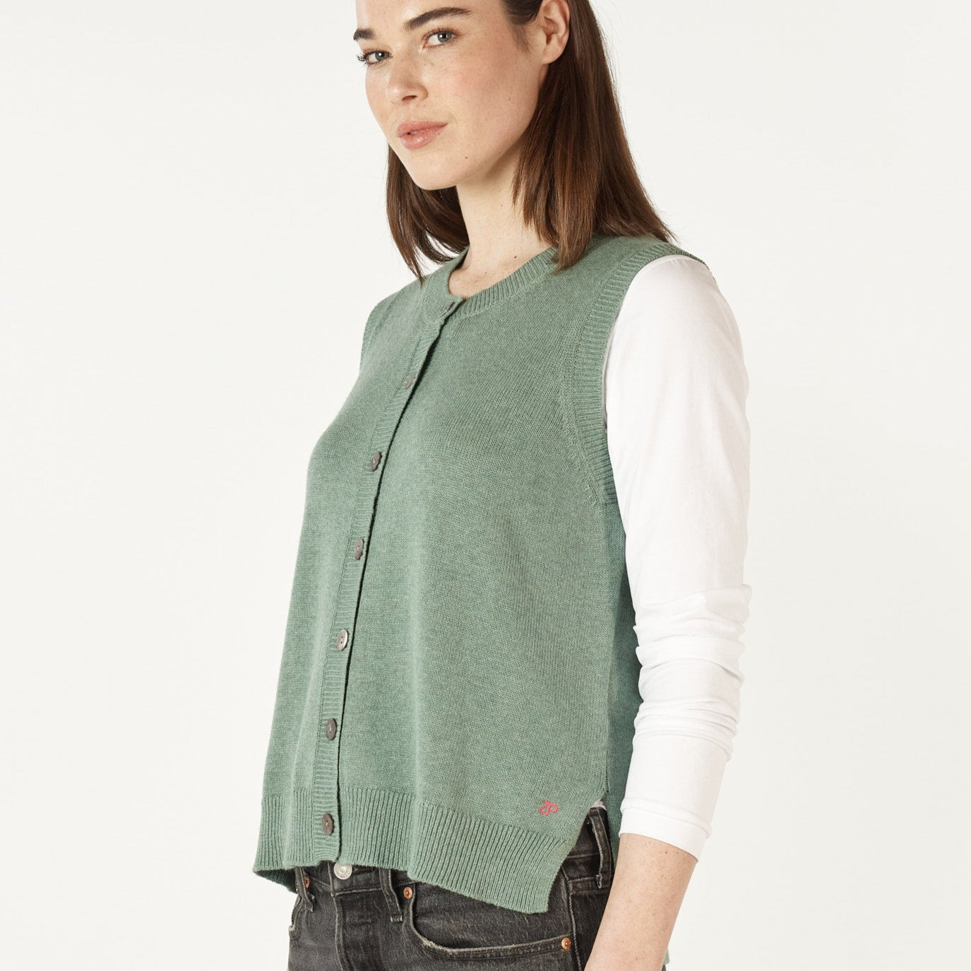 Zaket and Plover knitwear. Vest in green free shipping.