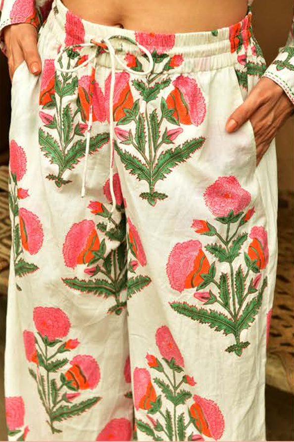 Mandalay Designs Big marigold print on Palazzo Pants