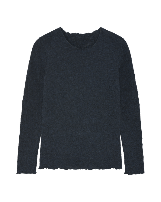 By Basics Bubble wool top for women in Midnight Blue