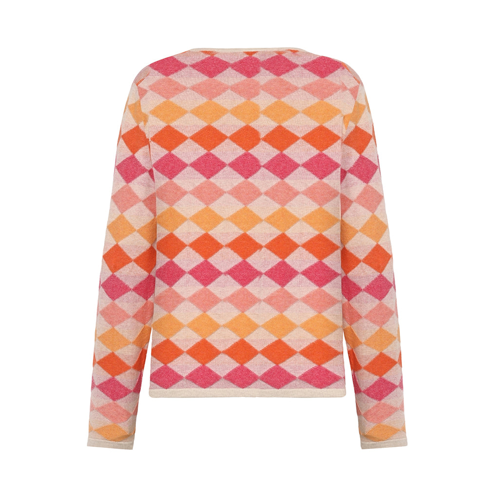 The Dodo Harlequin cotton Cardigan for women by Mansted, back view