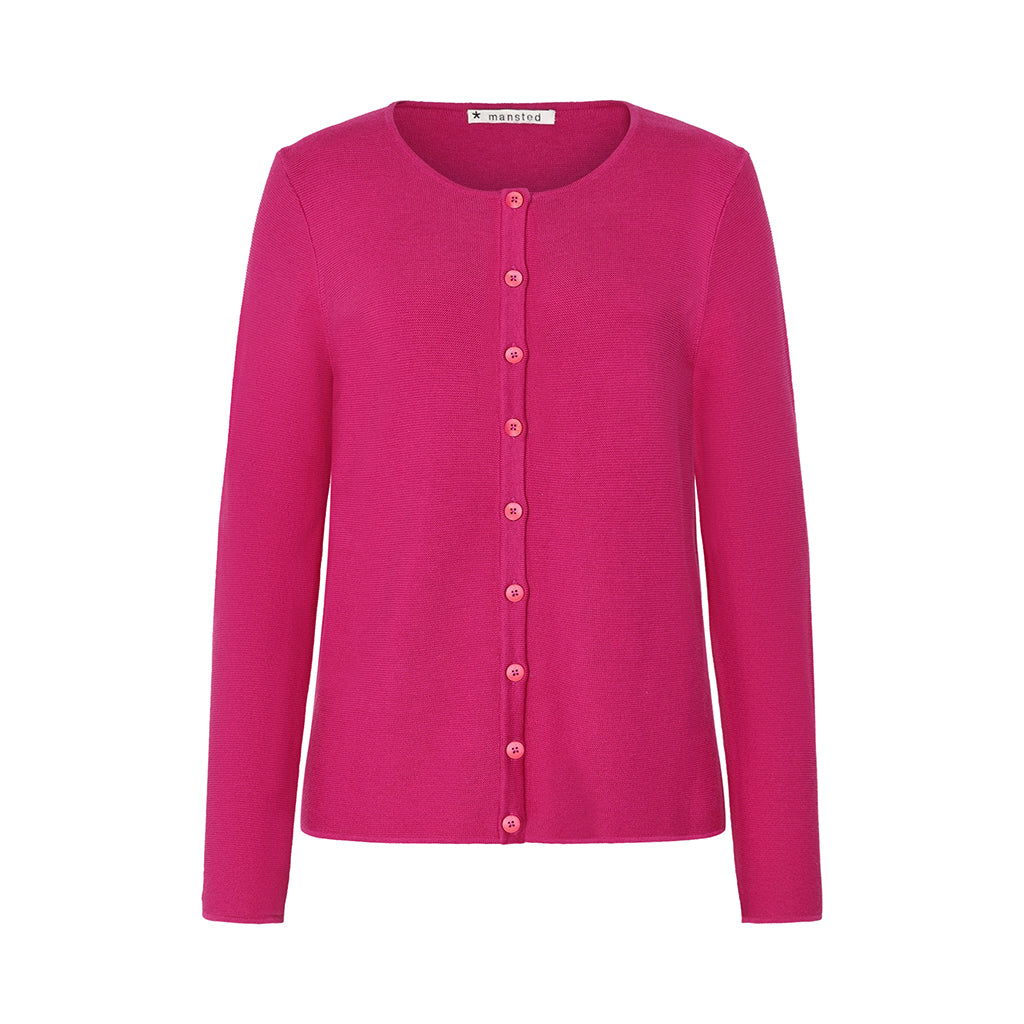 The Monsoon cotton crew Cardigan in Fuchsia by Mansted