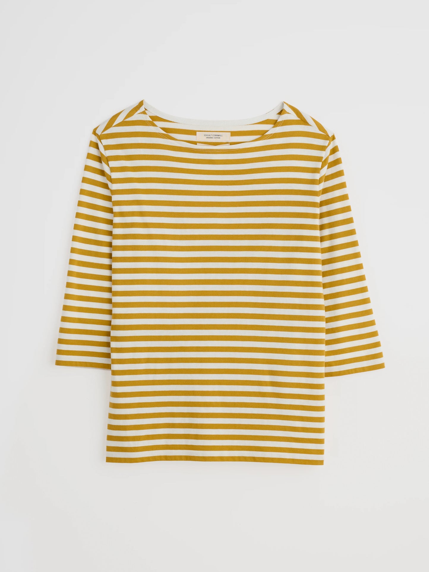 Flat lay of the Sailor cotton Top in Mini Cornish Chamomile Chalk stripes by SEASALT