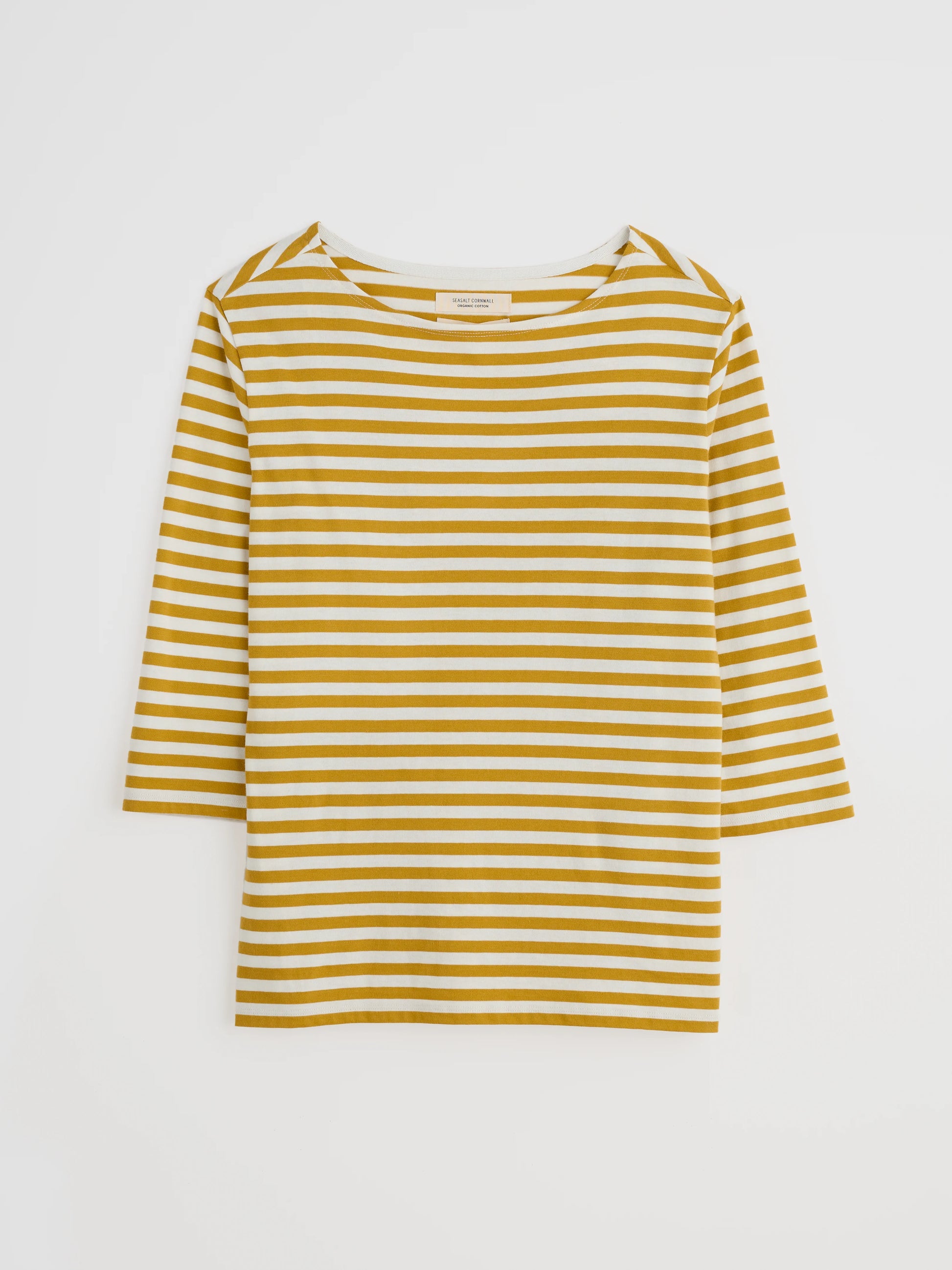 Flat lay of the Sailor cotton Top in Mini Cornish Chamomile Chalk stripes by SEASALT