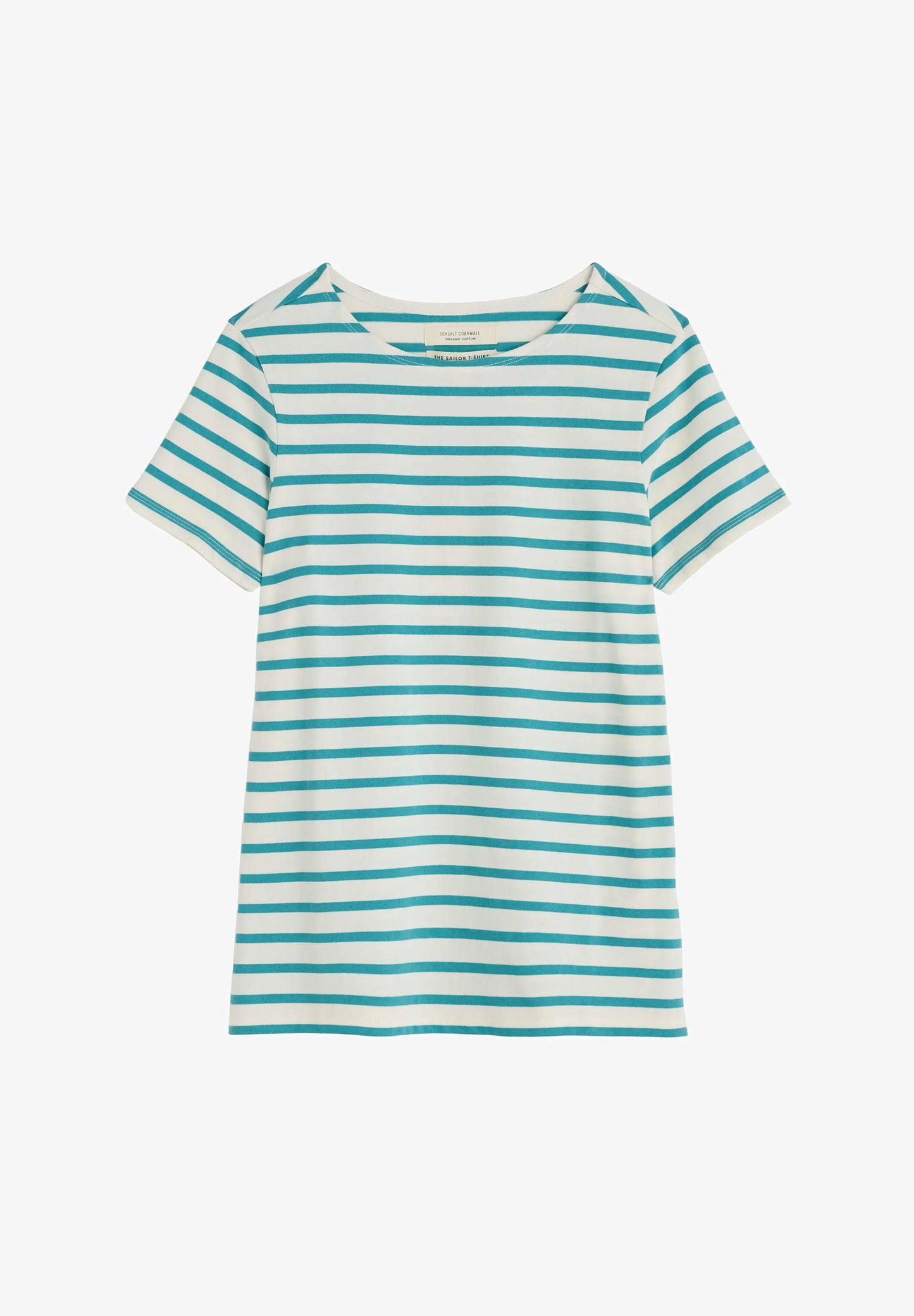 Flat lay of the Sailor striped T-Shirt in Breton Chalk Tidal by SEASALT