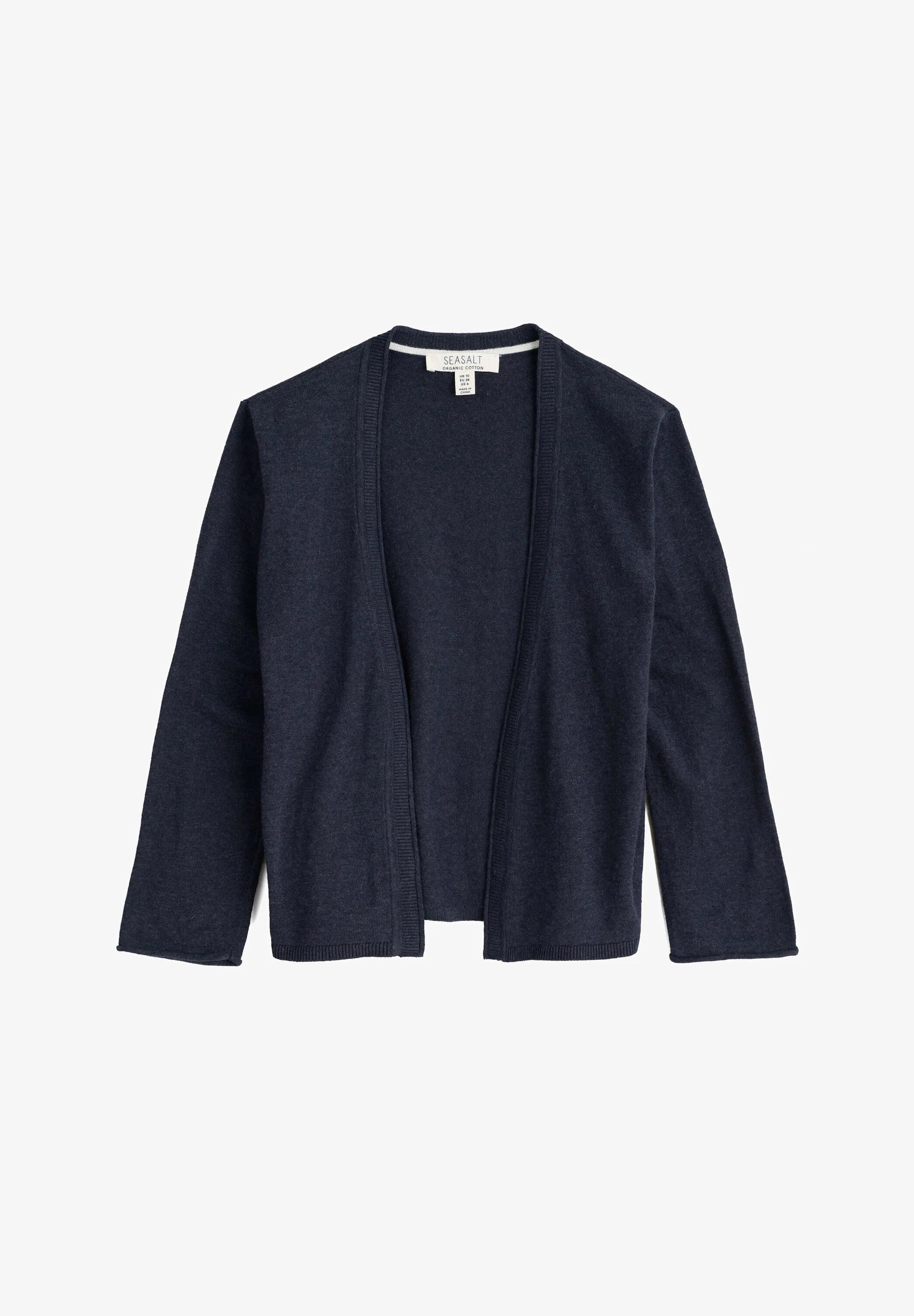 Flat lay of the Vanessa Cardigan in Maritime navy by SEASALT