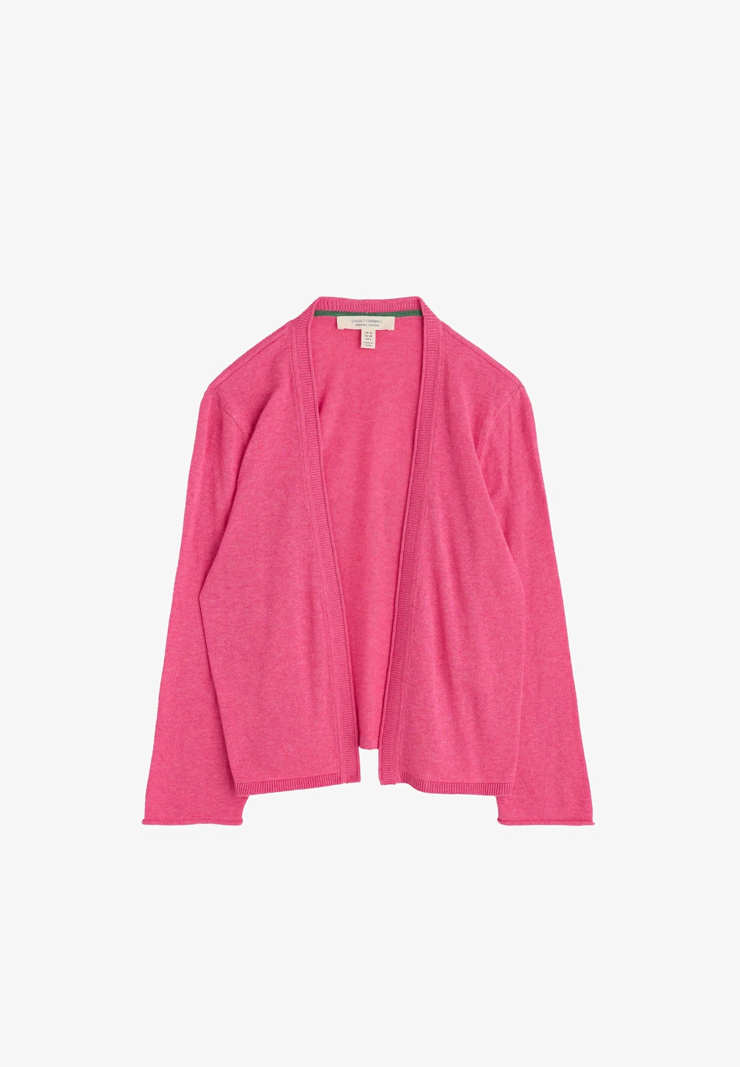 Flat lay of the Vanessa pink Cardigan in Tulip by SEASALT