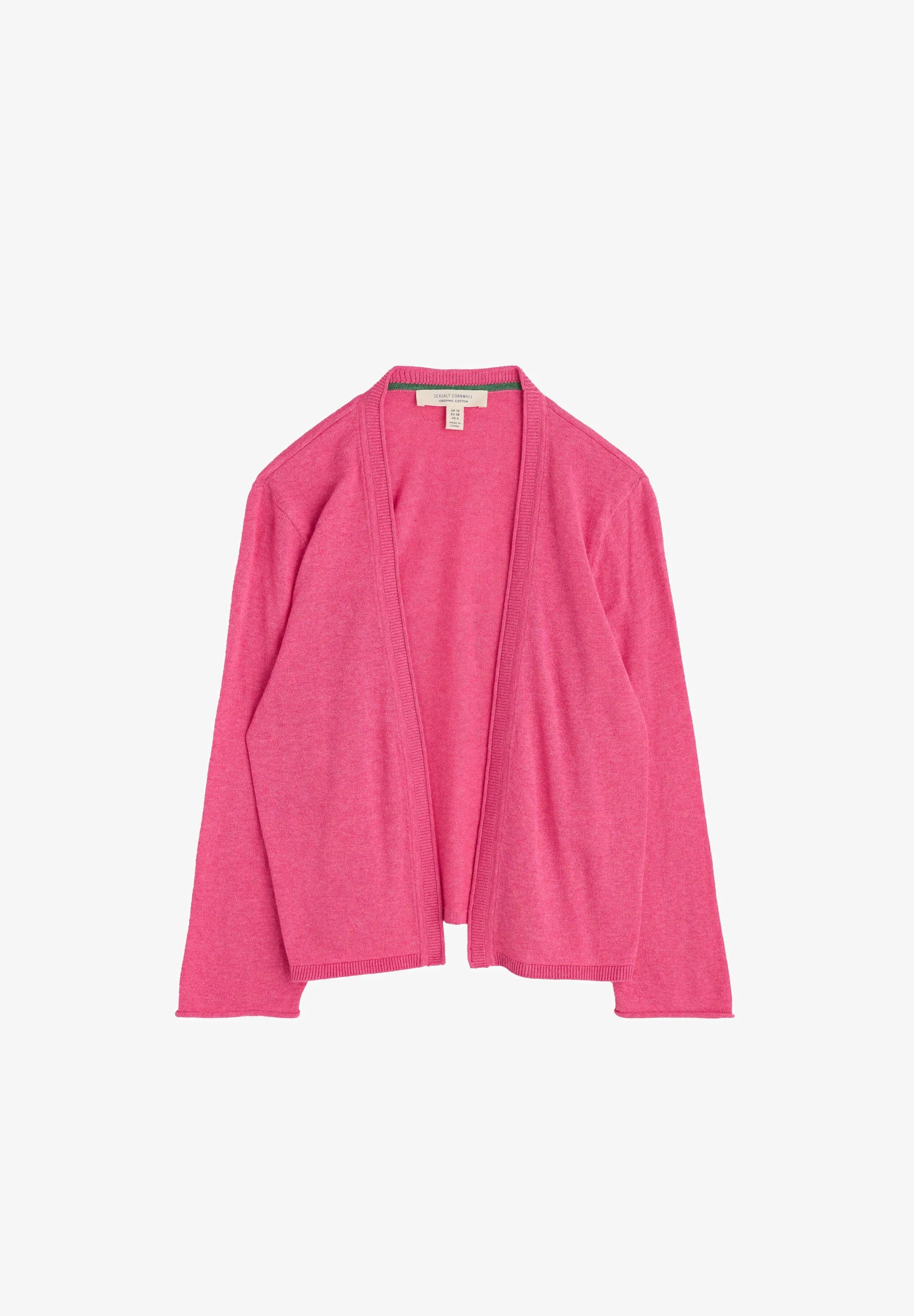 Flat lay of the Vanessa pink Cardigan in Tulip by SEASALT