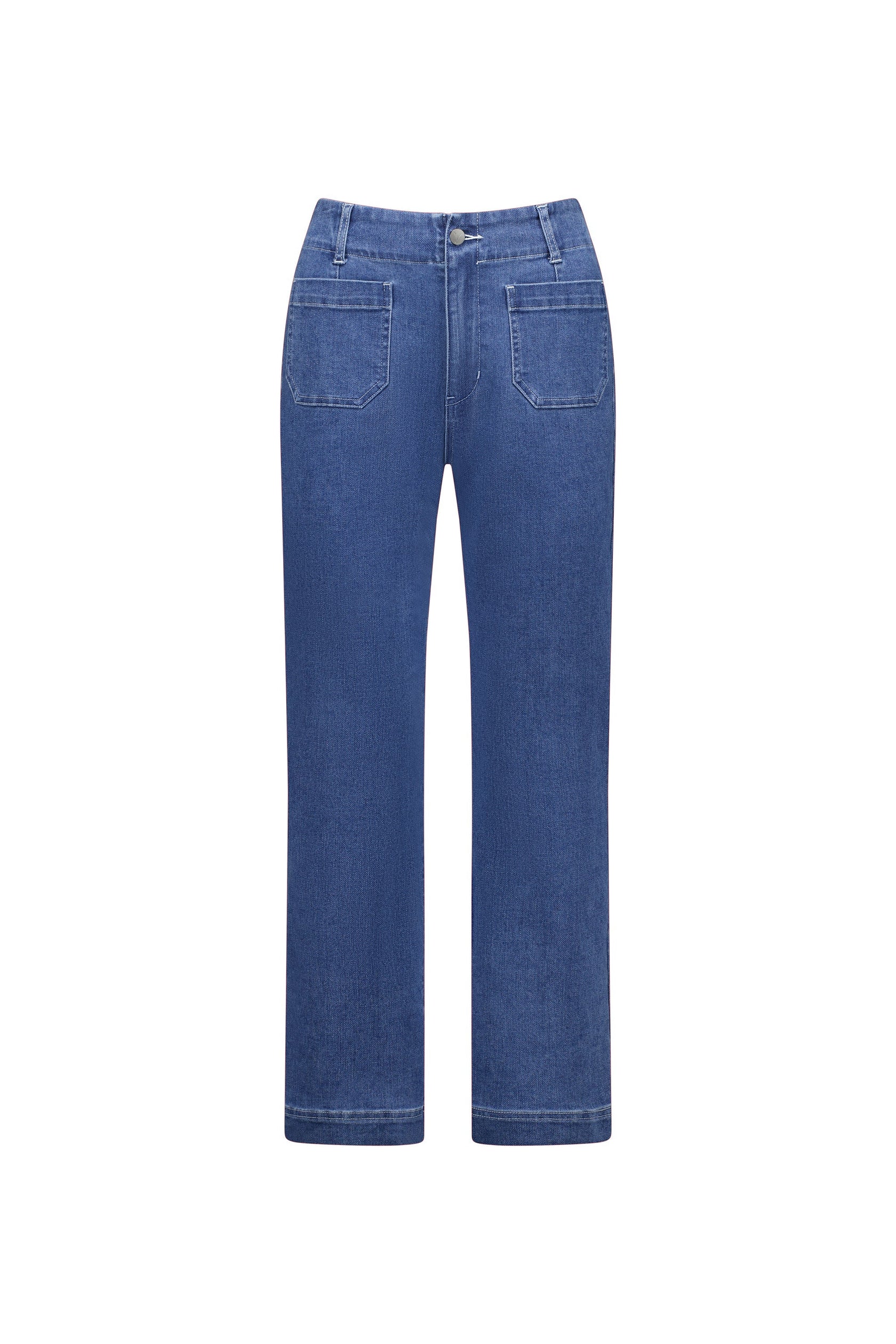 Straight leg cotton jeans by vassalli for women in blue hue