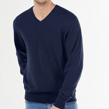 Bridge and Lord Men's vee neck quality jumper. Merino Wool and Cashmere.