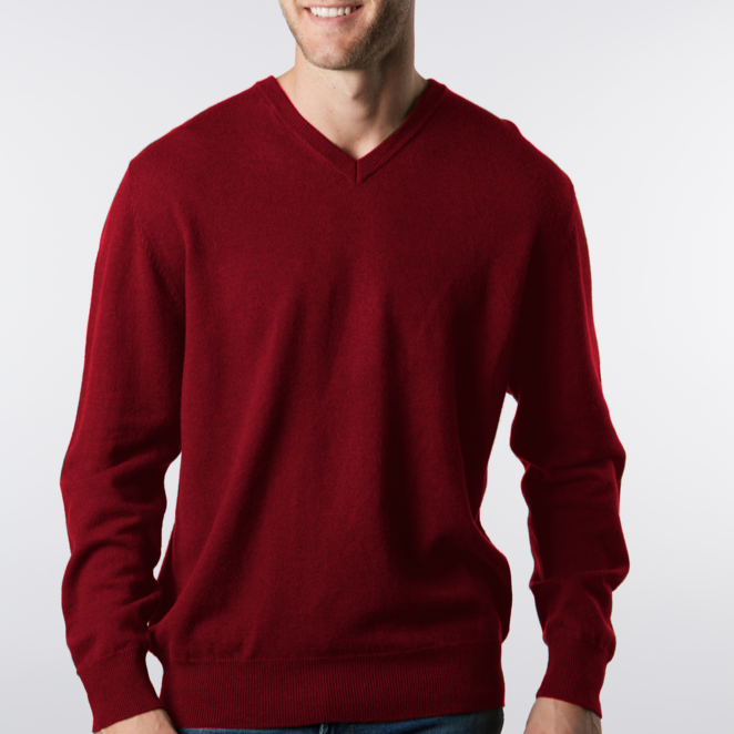 Bridge & Lord - Men's Vee Jumper - Bordeaux