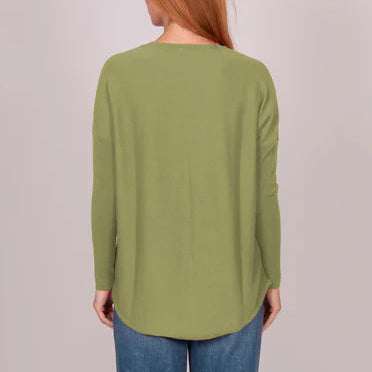Bridge and Lord curved hem vee wasabi
