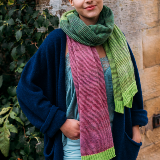 Eribé's Tree Line Wrap in Lime. Merino Wool and Mohair.