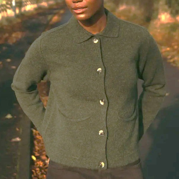 Eribe Brora women's  jacket in Lichen green. 100% wool.
