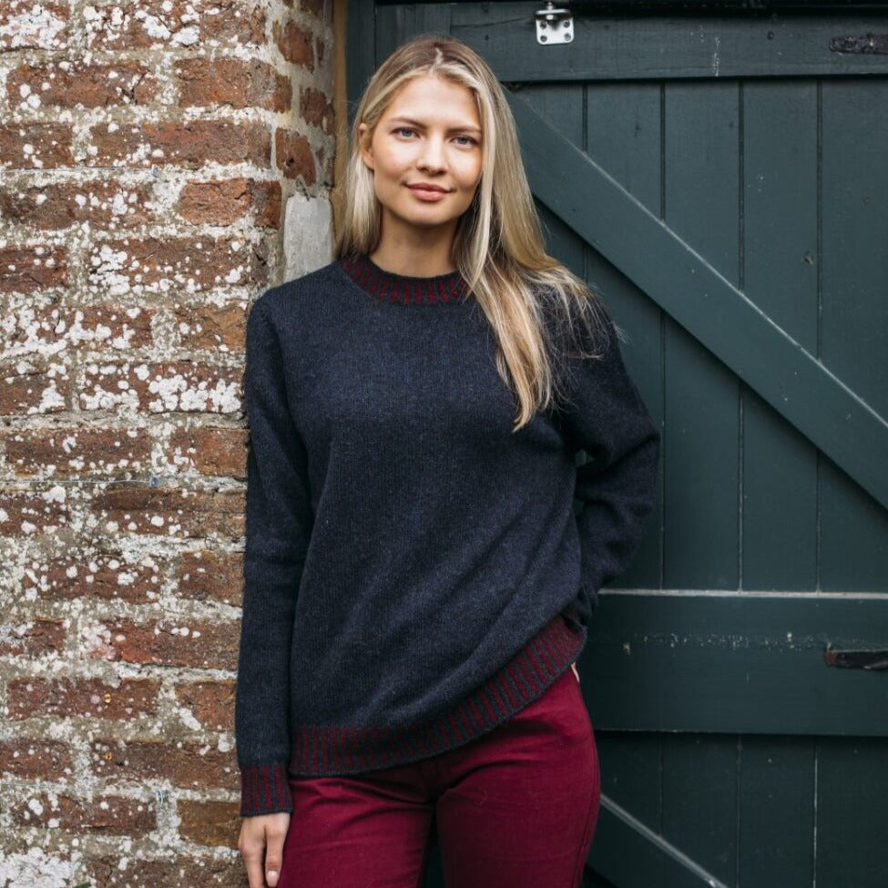 Eribe Scottish Knitwear. Unisex Bruar Sweater in Black Grouse.