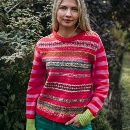 Eribe Scottish Fair Isle Knitwear. Stobo in Rosa.