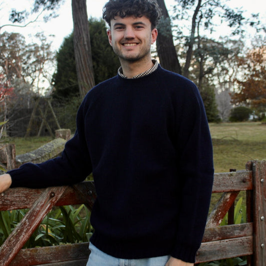 Harley of Scotland mens navy crew jumper.