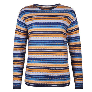 Lone sleeve, striped t-shirt in blue. Mansted Hippie in Midnight.
