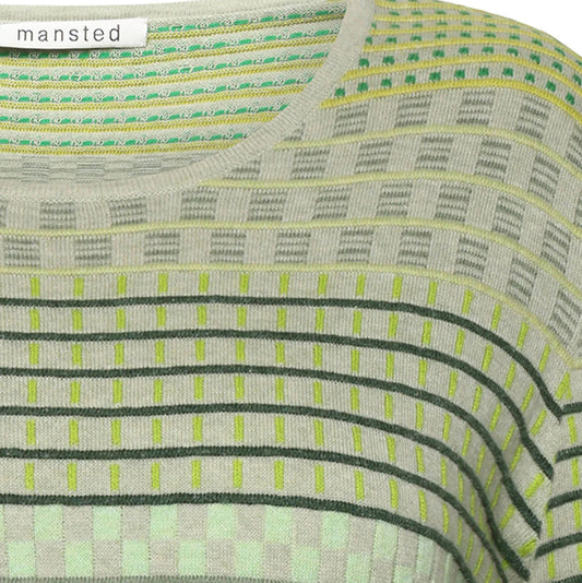 Mansted quality nitwear. Hibiscus in green