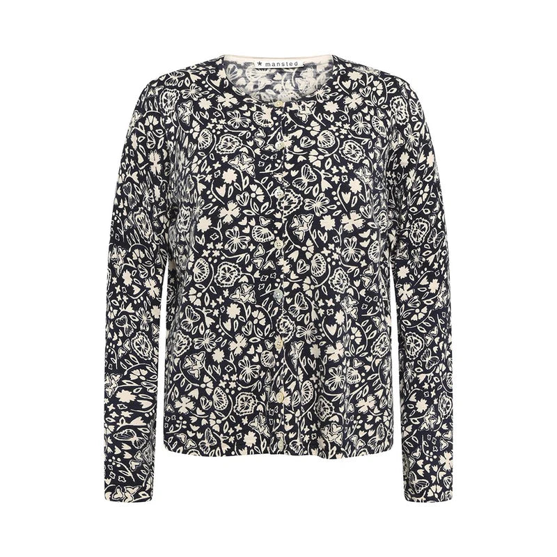 Mansted Cardigan in Navy Floral pint