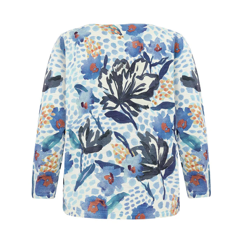 Mansted organic cotton floral top in blue