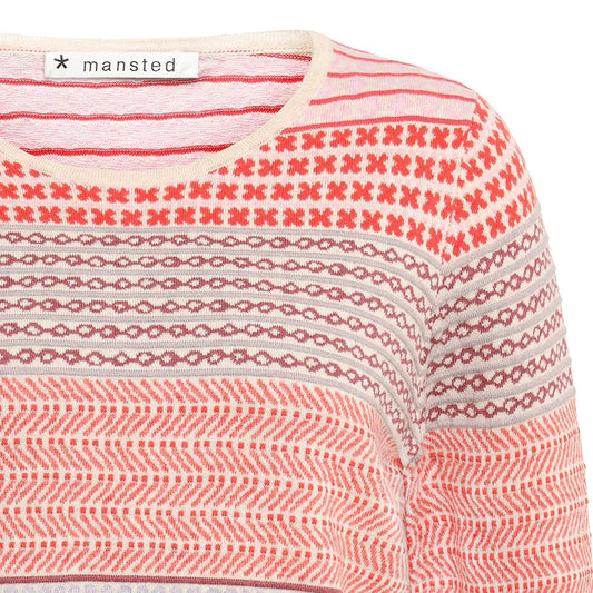 Mansted cotton long sleeve top in red or pinkpattern