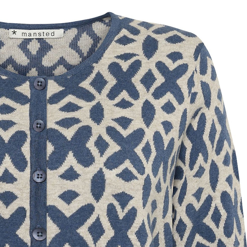 Mansted cotton knit cardigan in navy pattern