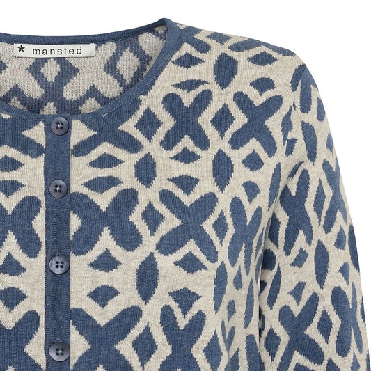 Mansted cotton knit cardigan in navy pattern