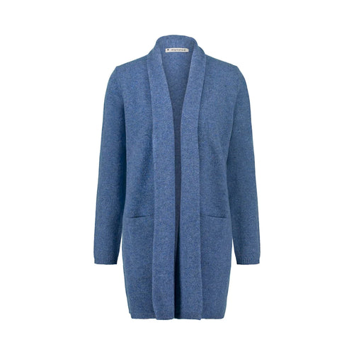 Mansted's Mitty long cardigan in denim, front view