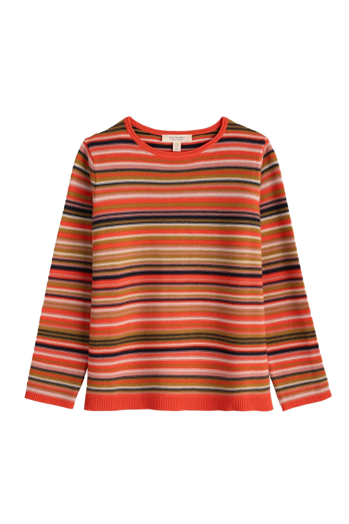 SEasalt Cornwall clothing makers jumper striped in orange