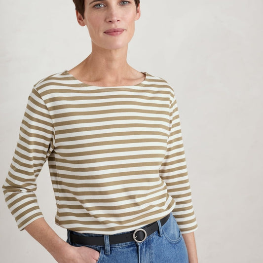 Seasalt Sailor top. Bronze stripe. Mini Cornish Canvas Chalk.