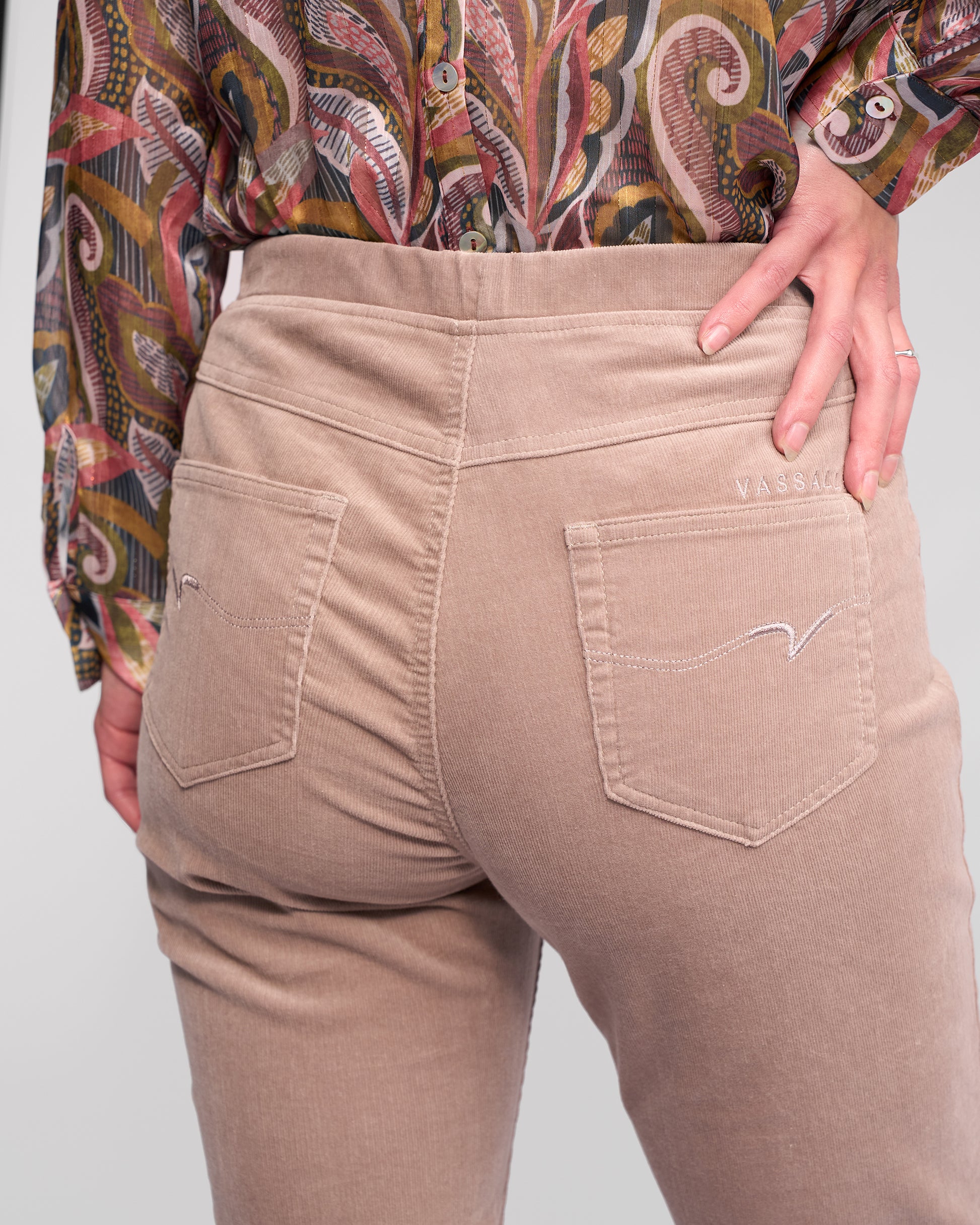 Pull on cord pants in sand