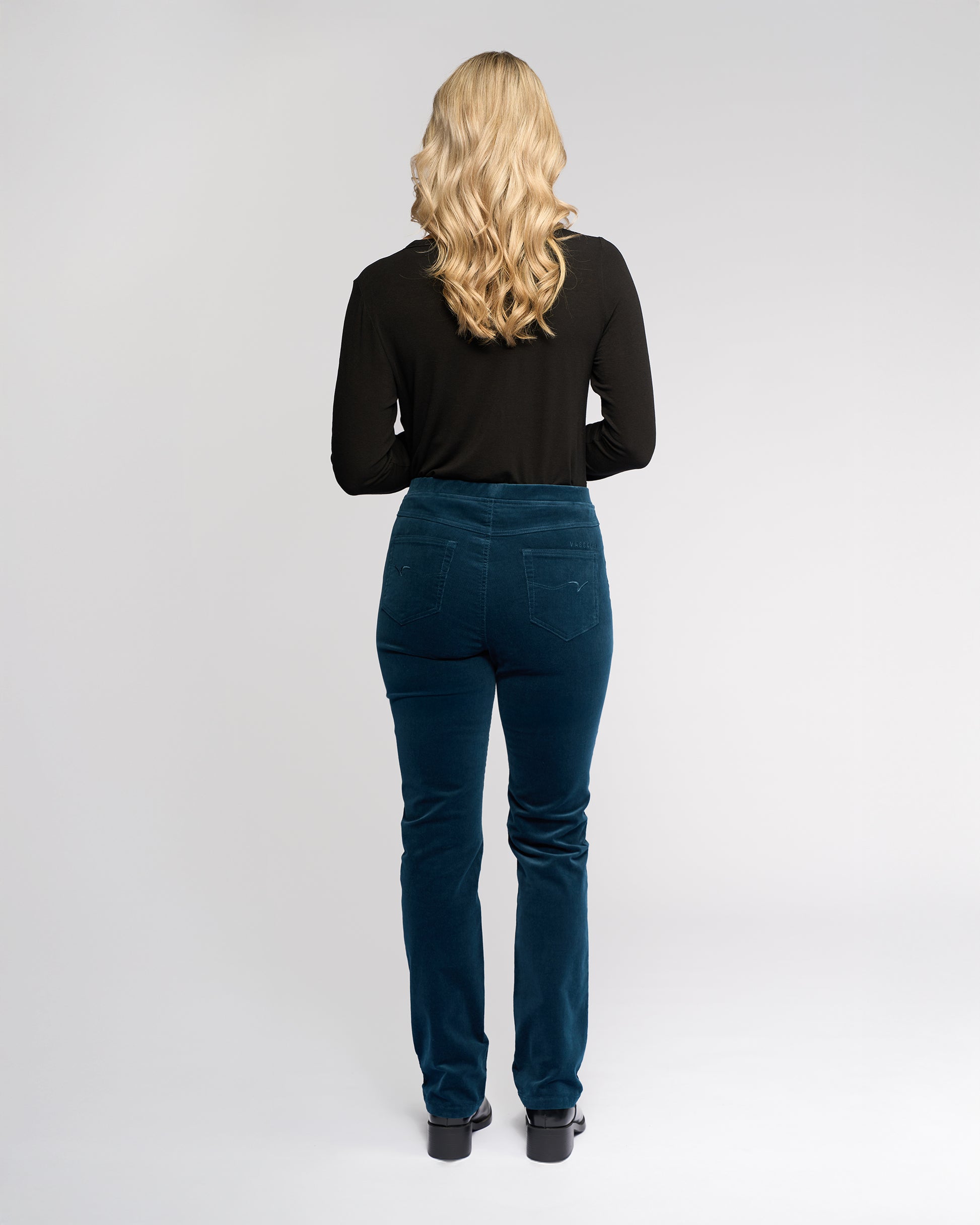 Vassalli cord pull on pants for women in Petrol