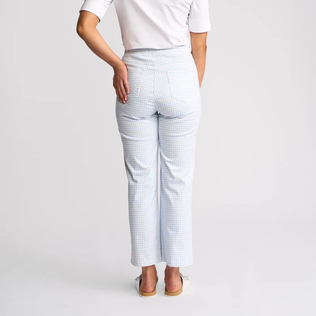 Vassalli blue gingham pants pull on