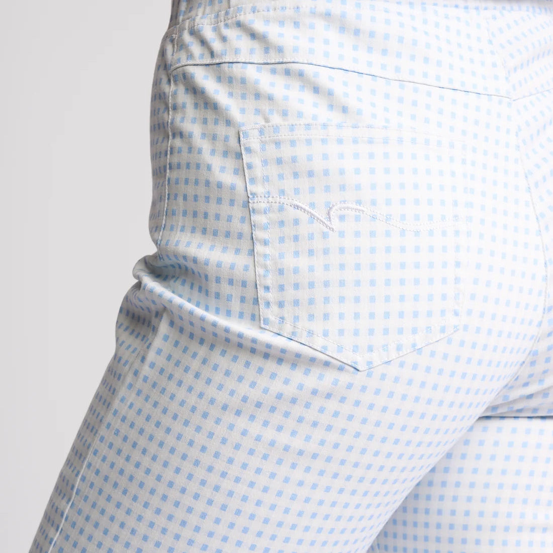 Vassalli summer cropped pants in blue gingam