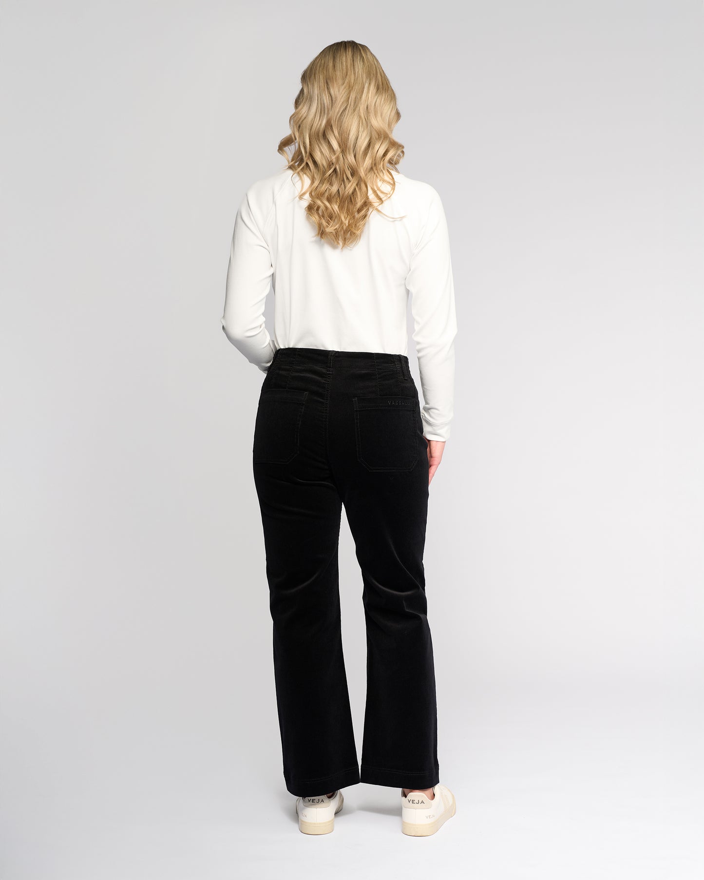 Black cord pants for women