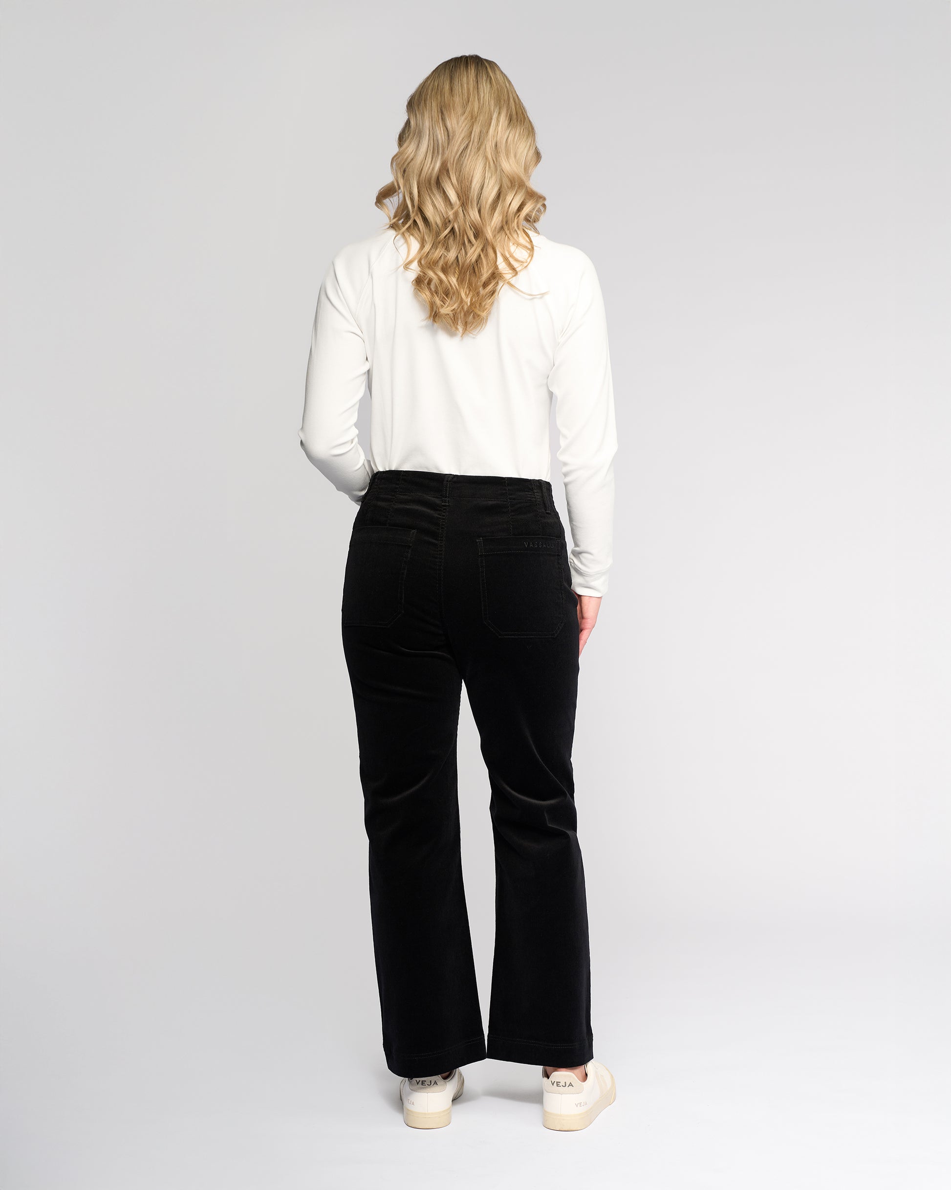 Black cord pants for women