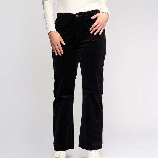 Vassalli Ankle Grazer cord pants in Black