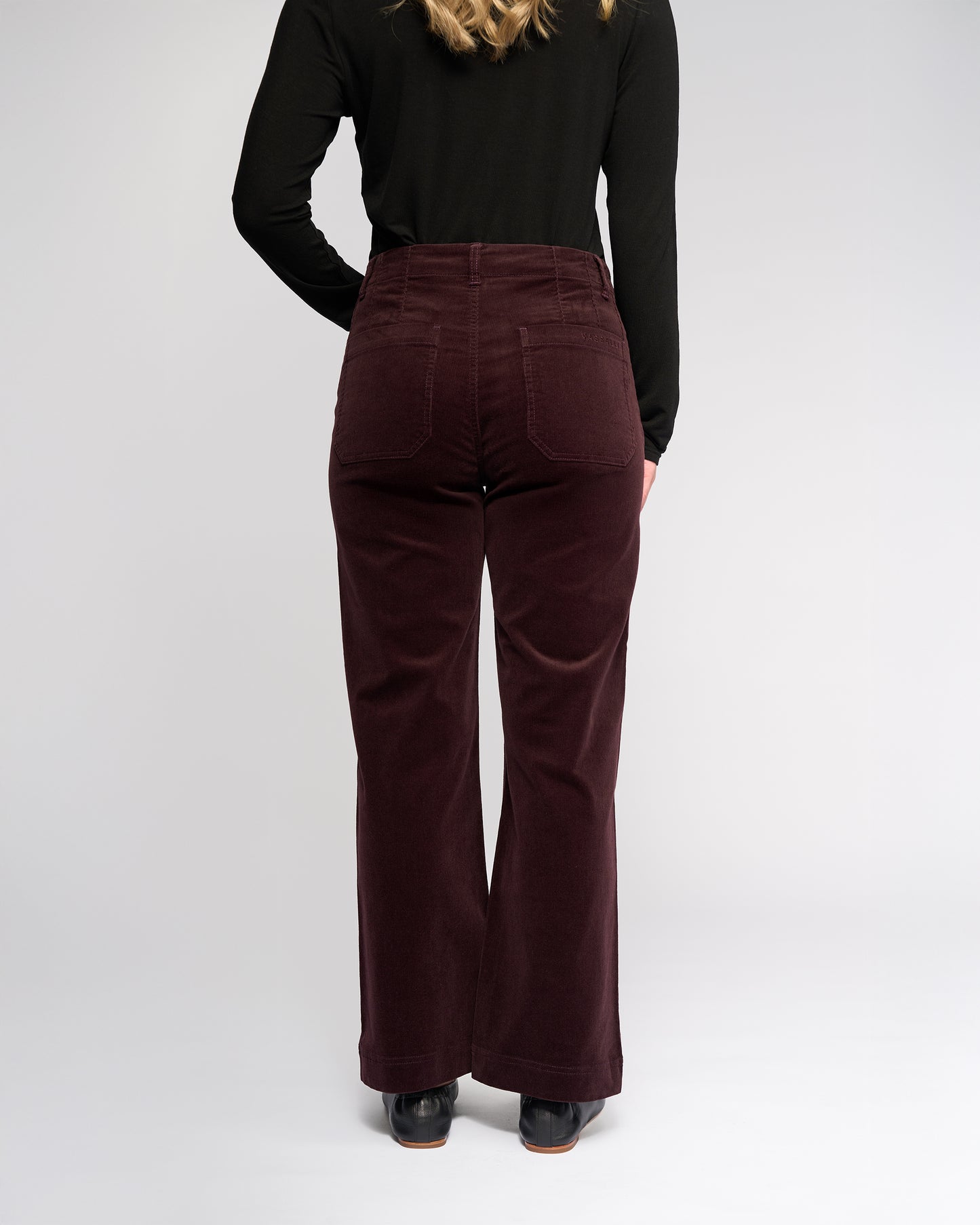 Burgundy straight leg cords for women