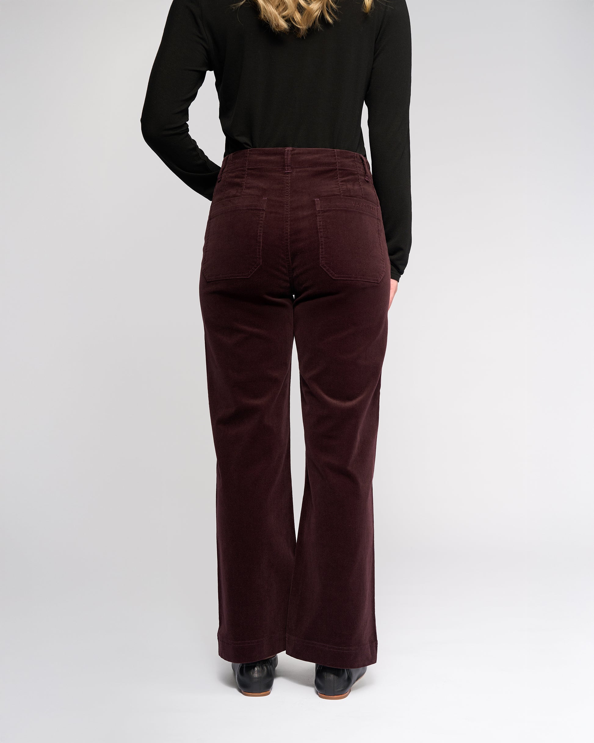 Burgundy straight leg cords for women