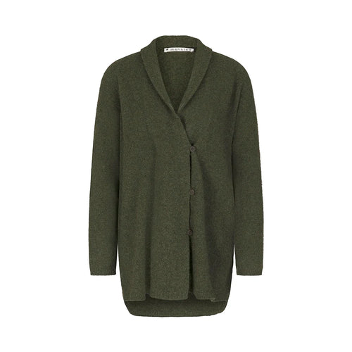 Mansted's Zonia cardigan in dark green, front view
