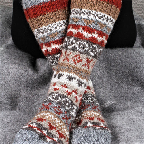 Hand Knit Wool Fairisle Socks from Nepal